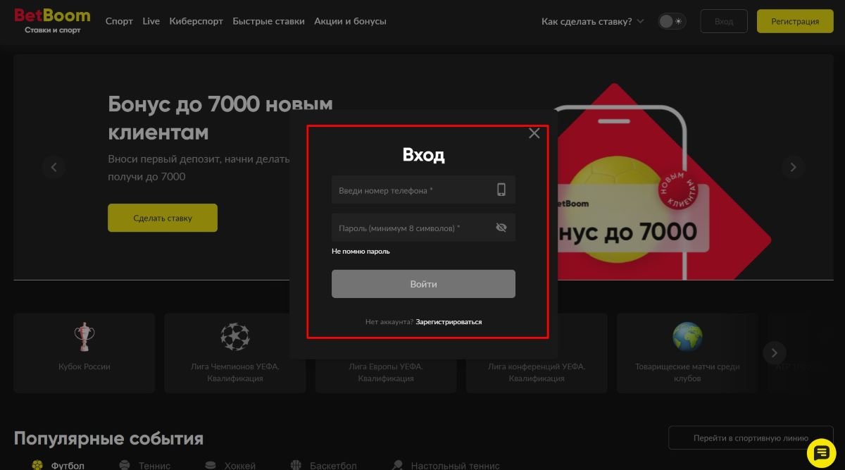 Вход в личный кабинет БК BetBoom: инструкция для новичков